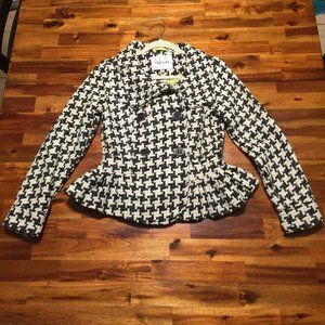 LAST CALL Oleg Cassini houndstooth peplum blazer